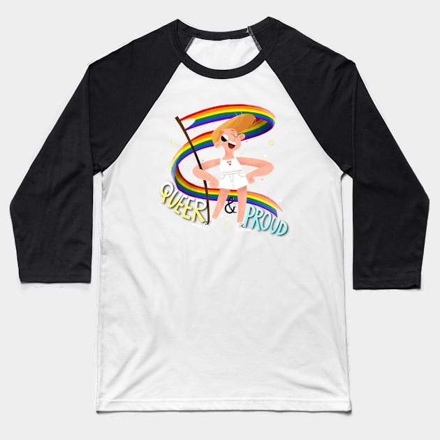 Queer & Proud - L heart Baseball T-Shirt by Gummy Illustrations